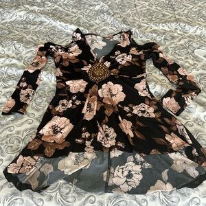 Floral Black and Pink Sheer Blouse